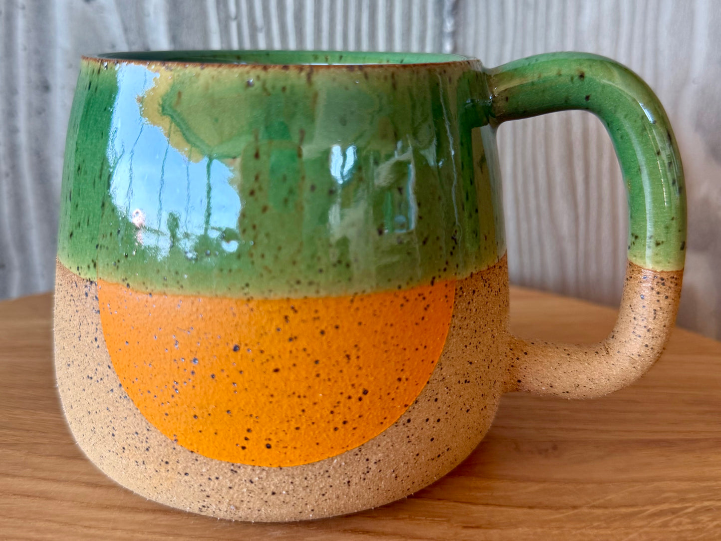 TANGERINE DOT & GREEN STRIPE MUG