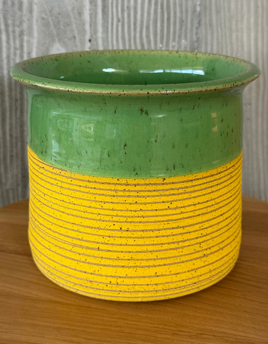 LARGE YELLOW SGRAFFITO POT