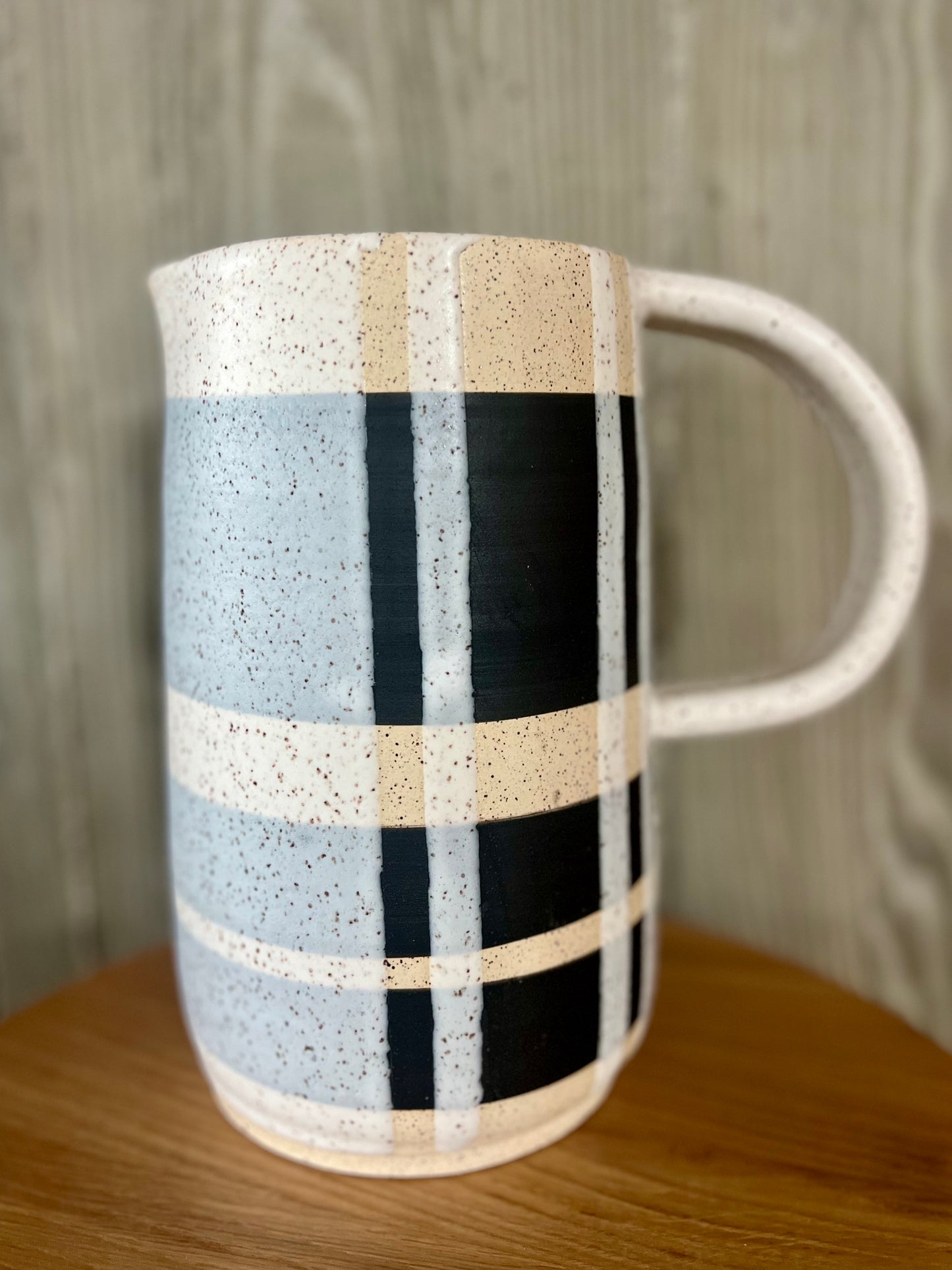 BLACK & WHITE PLAID PITCHER