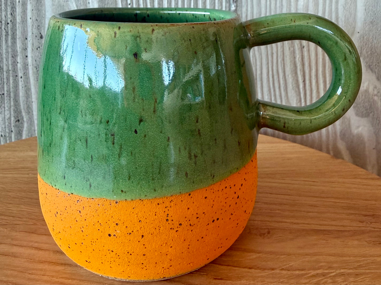 TANGERINE & GREEN STRIPE MUG