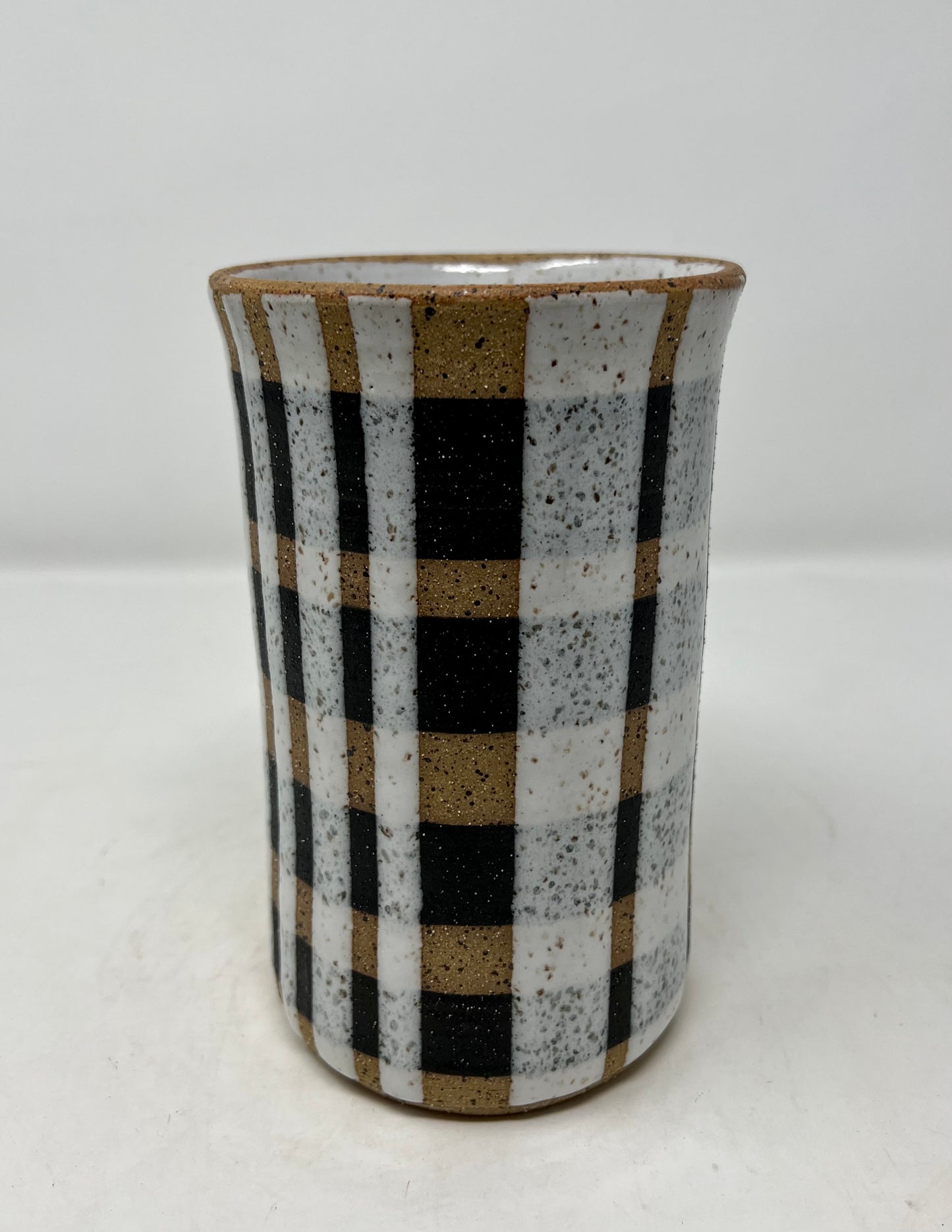 Small Black/White Plaid Vase