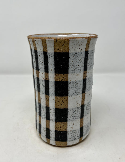 Small Black/White Plaid Vase